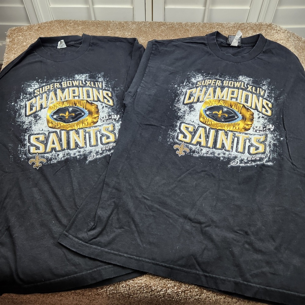 New Orleans Saints Super Bowl XLIV Champions Alstyle T-shirt NFL Size XL Lot 2